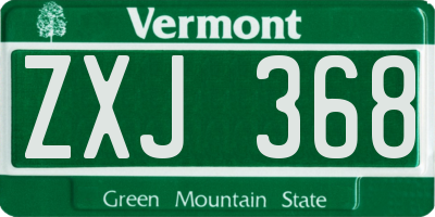 VT license plate ZXJ368