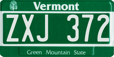 VT license plate ZXJ372