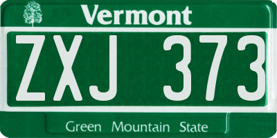 VT license plate ZXJ373