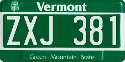 VT license plate ZXJ381