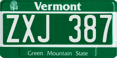 VT license plate ZXJ387