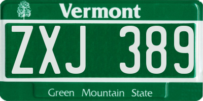 VT license plate ZXJ389
