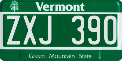 VT license plate ZXJ390