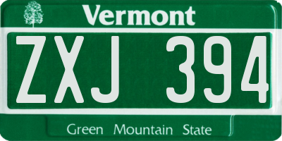 VT license plate ZXJ394