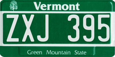 VT license plate ZXJ395