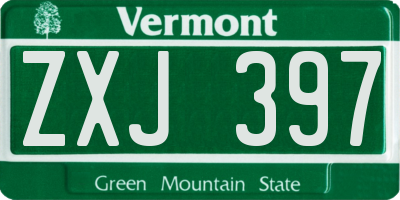 VT license plate ZXJ397