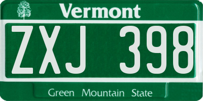 VT license plate ZXJ398