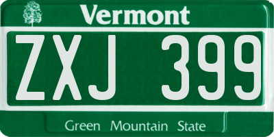 VT license plate ZXJ399