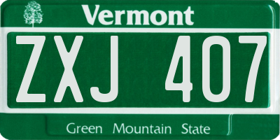 VT license plate ZXJ407
