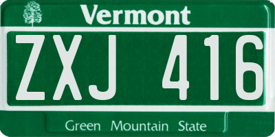 VT license plate ZXJ416