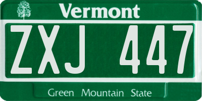 VT license plate ZXJ447
