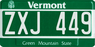 VT license plate ZXJ449