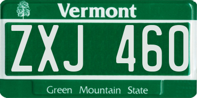 VT license plate ZXJ460