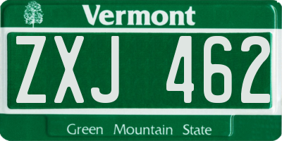 VT license plate ZXJ462
