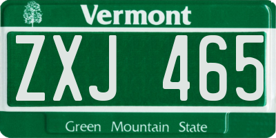 VT license plate ZXJ465