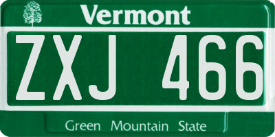VT license plate ZXJ466