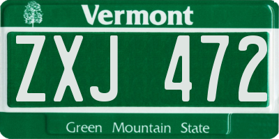VT license plate ZXJ472