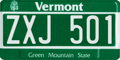 VT license plate ZXJ501