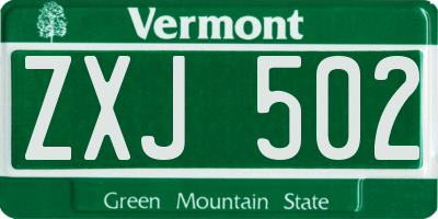 VT license plate ZXJ502