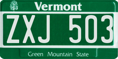 VT license plate ZXJ503