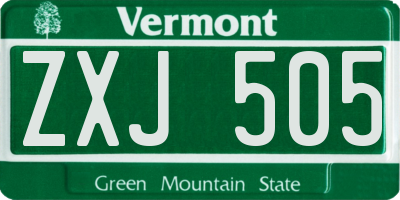 VT license plate ZXJ505