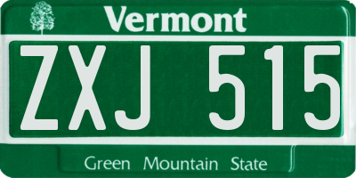 VT license plate ZXJ515