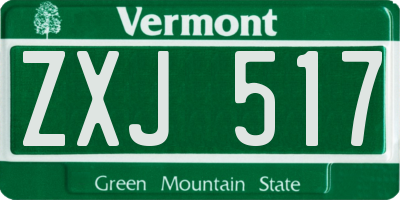 VT license plate ZXJ517