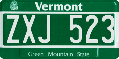 VT license plate ZXJ523