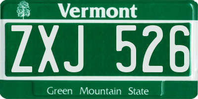 VT license plate ZXJ526