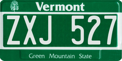 VT license plate ZXJ527