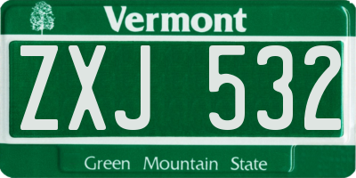 VT license plate ZXJ532