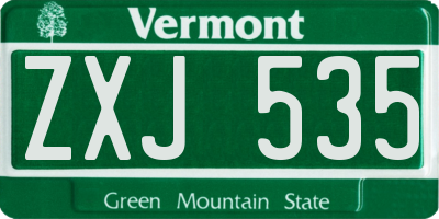 VT license plate ZXJ535