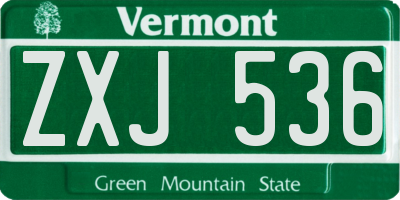 VT license plate ZXJ536