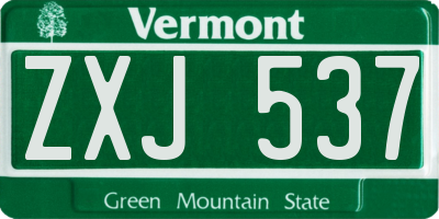VT license plate ZXJ537