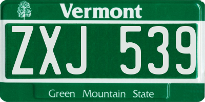 VT license plate ZXJ539
