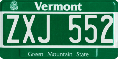 VT license plate ZXJ552