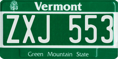 VT license plate ZXJ553