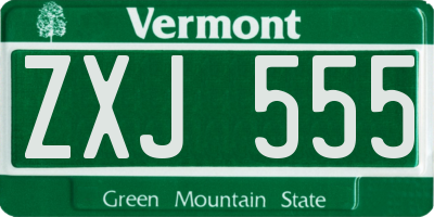 VT license plate ZXJ555