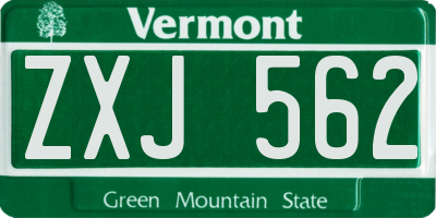 VT license plate ZXJ562
