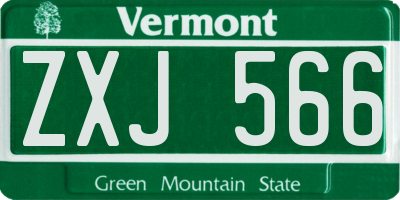 VT license plate ZXJ566