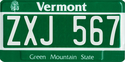 VT license plate ZXJ567