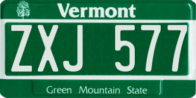 VT license plate ZXJ577