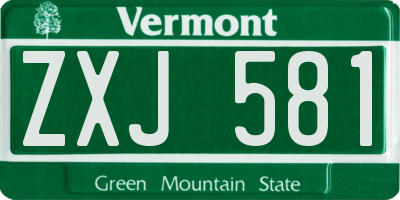 VT license plate ZXJ581