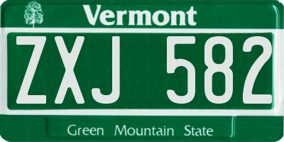 VT license plate ZXJ582