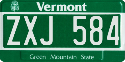 VT license plate ZXJ584