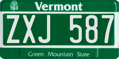 VT license plate ZXJ587