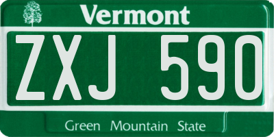 VT license plate ZXJ590