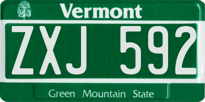 VT license plate ZXJ592