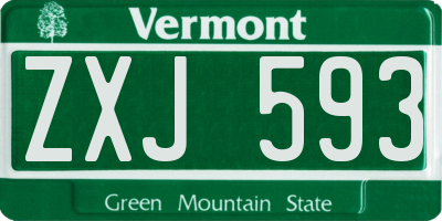 VT license plate ZXJ593