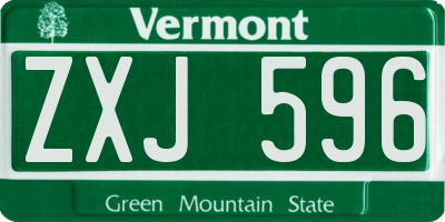VT license plate ZXJ596
